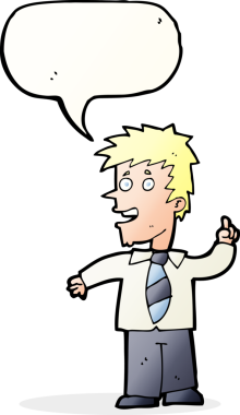 Bir insan tarafından çizilmiş konuşma baloncuğu fikri olan bir çizgi film adamı.