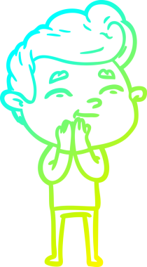 Bir insan tarafından çizilmiş mutlu bir çizgi film karakteri çizimi.