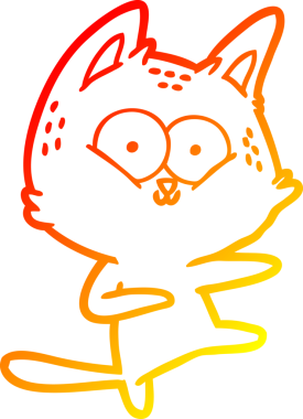 Bir insan tarafından çizilen çizgi film kedisinin sıcak çizgi çizimi