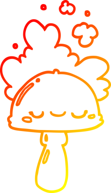 Bir insan tarafından çizilmiş karikatür mantarının sıcak çizgi çizimi.