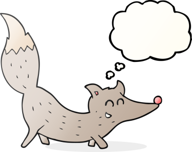 Serbest çizim düşünce balonu çizgi filmi küçük kurt bir insan tarafından çizilmiş.