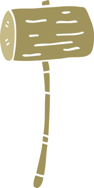 Bir insan tarafından çizilmiş tahta tokmak karikatürü.