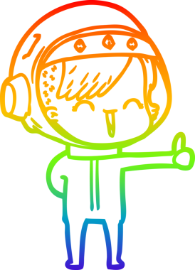 Gökkuşağı gradyan çizimi mutlu bir uzay kızının çizimi bir insan tarafından çizilmiş