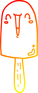 Bir insan tarafından çizilen mutlu buz lolipopunun sıcak çizgi çizimi