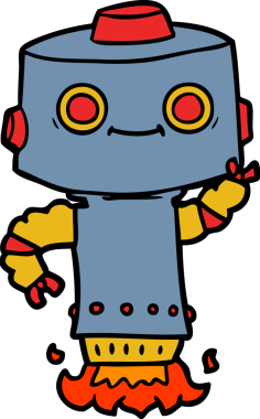 Bir insan tarafından çizilmiş çizgi film robotu