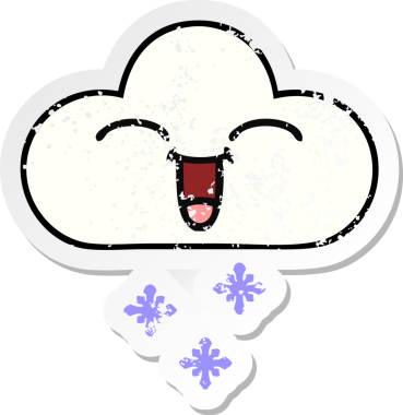 Bir insan tarafından çizilmiş tatlı bir karikatür kar bulutunun sıkıntılı çıkartması