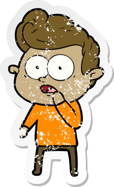 Bir insan tarafından çizilmiş, kederli bir çizgi film çıkartması.