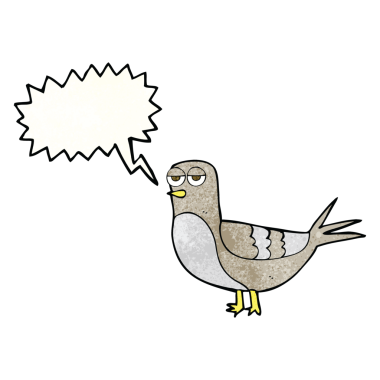 Bir insan tarafından çizilmiş güvercin desenli serbest konuşma balonu.