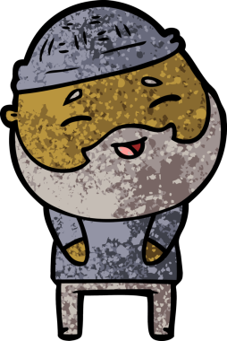 Bir insan tarafından çizilmiş mutlu sakallı bir adam.