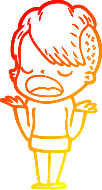 Bir insan tarafından çizilmiş havalı bir hippi kızın sıcak çizgi çizimi.