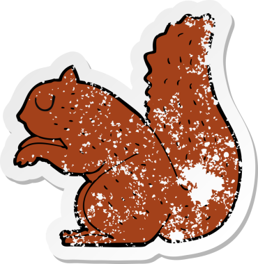 Bir insan tarafından çizilmiş bir sincabın gerilmiş çıkartması.