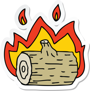 Bir insan tarafından çizilmiş garip bir kamp ateşinin çıkartması.