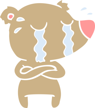 Bir insan tarafından çizilmiş düz renkli karikatür ağlayan ayı