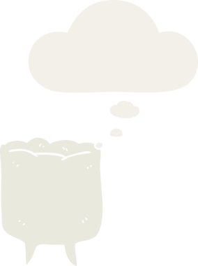 Düşünce baloncuğu olan çizgi film dişleri insan tarafından çizilmiş.