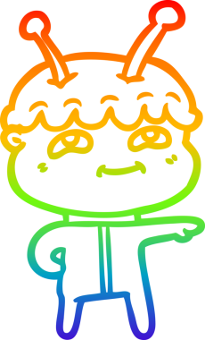 gökkuşağı gradyan çizimi bir insan tarafından çizilmiş dost bir uzay adamı çizimi