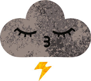 Bir insan tarafından çizilmiş bir fırtına bulutunun retro çizim tarzı karikatürü