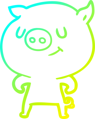 Bir insan tarafından çizilmiş mutlu çizgi film domuzu çizimi.