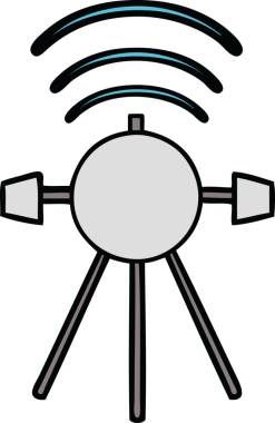 Bir insan tarafından çizilmiş sevimli bir uydu karikatürü.