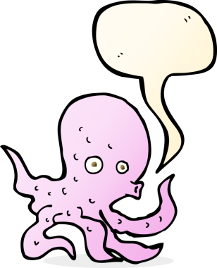 bir insan tarafından çizilmiş konuşma baloncuklu ahtapot.