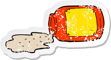 Bir insan tarafından çizilmiş karikatür desenli bir kavanoz.