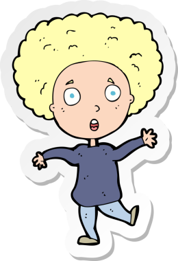 Bir insan tarafından çizilmiş bir karikatürün çıkartması.