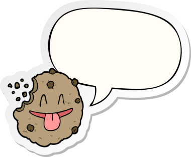 Bir insan tarafından çizilmiş konuşma balonu etiketli çizgi film kurabiyesi.