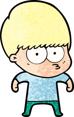 Bir insan tarafından çizilmiş sinirli çizgi film çocuğu.