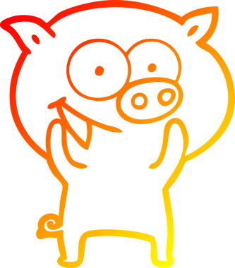 Bir insan tarafından çizilmiş neşeli bir domuz çizgi filmi.