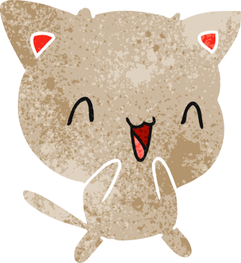 Bir insan tarafından çizilmiş sevimli kawaii kedisinin serbest çizimi.