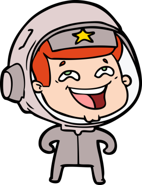 Bir insan tarafından çizilmiş gülen astronot çizgi filmi.