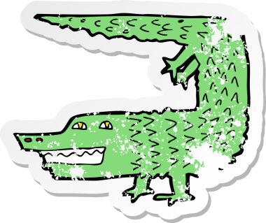 Bir insan tarafından çizilmiş timsah çizgi filminin gerilimli yapıştırması.