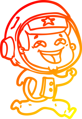 Bir insan tarafından çizilmiş gülen astronotun sıcak çizgi çizimi