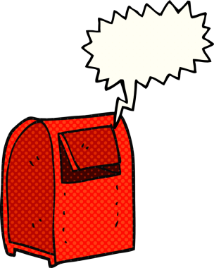 Bir insan tarafından çizilmiş serbest çizilmiş çizgi roman konuşma balonu posta kutusu