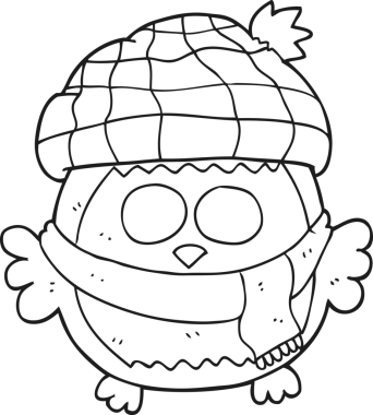 Bir insan tarafından çizilmiş siyah beyaz bir baykuş.