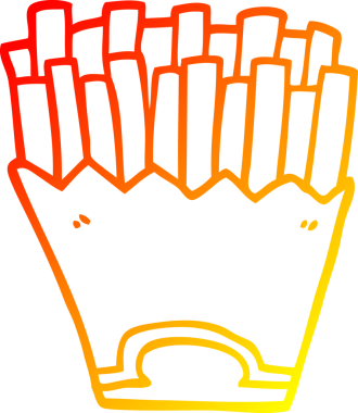 Bir insan tarafından çizilen patates kızartmasının sıcak çizgi çizimi.