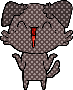 Bir insan tarafından çizilmiş küçük mutlu köpek çizgi filmi.