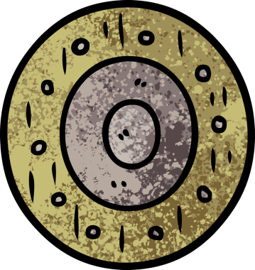 Bir insan tarafından çizilmiş çizgi film kalkanı.