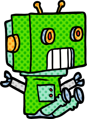 Bir insan tarafından çizilmiş çizgi film robotu