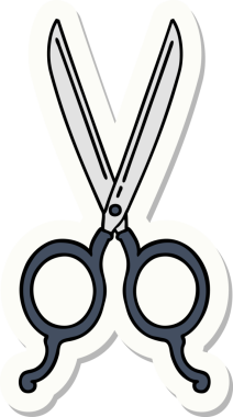 Bir insan tarafından çizilmiş geleneksel bir berber makas stili dövme çıkartması.