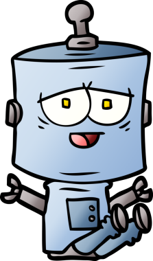 Bir insan tarafından çizilmiş çizgi film robotu