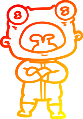 Bir insan tarafından çizilen garip uzaylı çizgi filminin sıcak gradyanı.