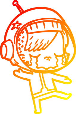 Bir insan tarafından çizilmiş, ağlayan astronot bir kızın sıcak çizgi çizimi