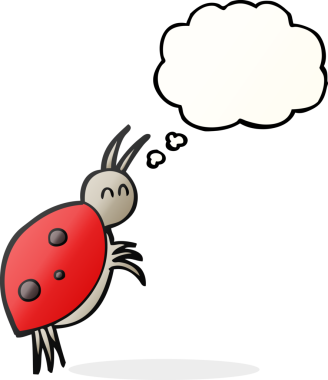 Bir insan tarafından çizilmiş serbest çizim baloncuk uğur böceği.