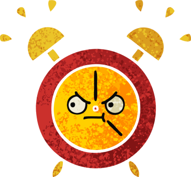 Bir insan tarafından çizilmiş alarm saatinin retro çizim tarzı karikatürü