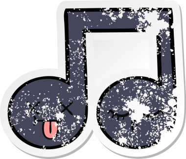 Bir insan tarafından çizilmiş şirin bir karikatür müzik notasının sıkıntılı çıkartması.