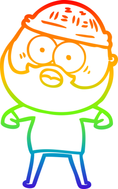 Gökkuşağı gradyan çizgi çizimi Bir insan tarafından çizilen sakallı adam şaşırttı