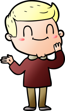 Bir insan tarafından çizilmiş çizgi film dostu bir adam.