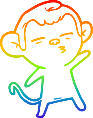 Gökkuşağı gradyan çizgi çizimi Bir insan tarafından çizilmiş şüpheli maymun