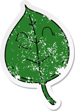 Bir insan tarafından çizilmiş garip bir el çizimi mutlu yaprağın sıkıntılı çıkartması.