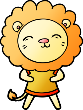 Bir insan tarafından çizilmiş çizgi film aslanı.